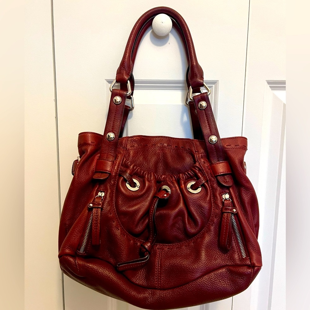 B Makowsky glove leather double handle handbag